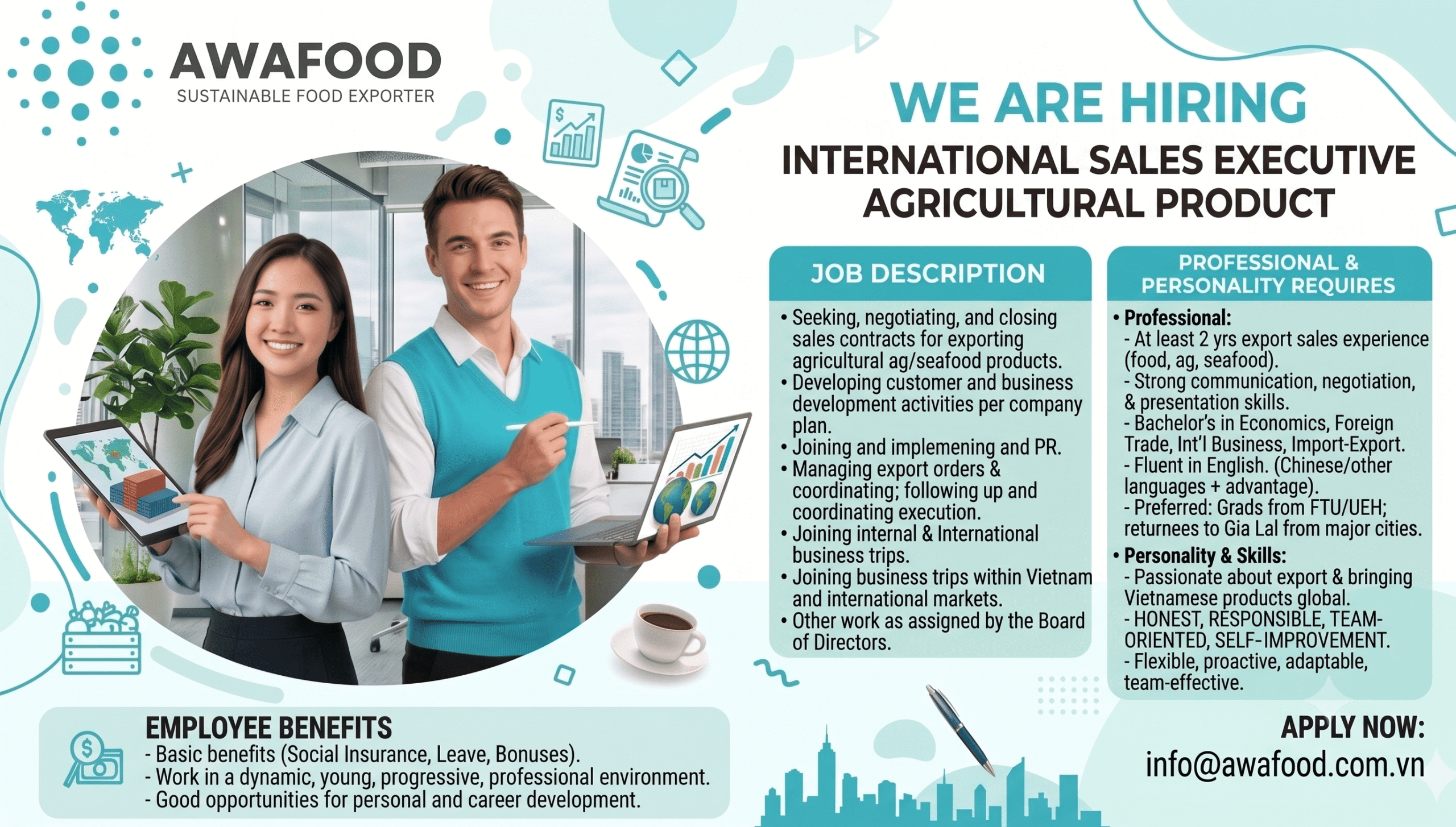 Job & Recruitment: International Sales Executive | Awafood Jsc